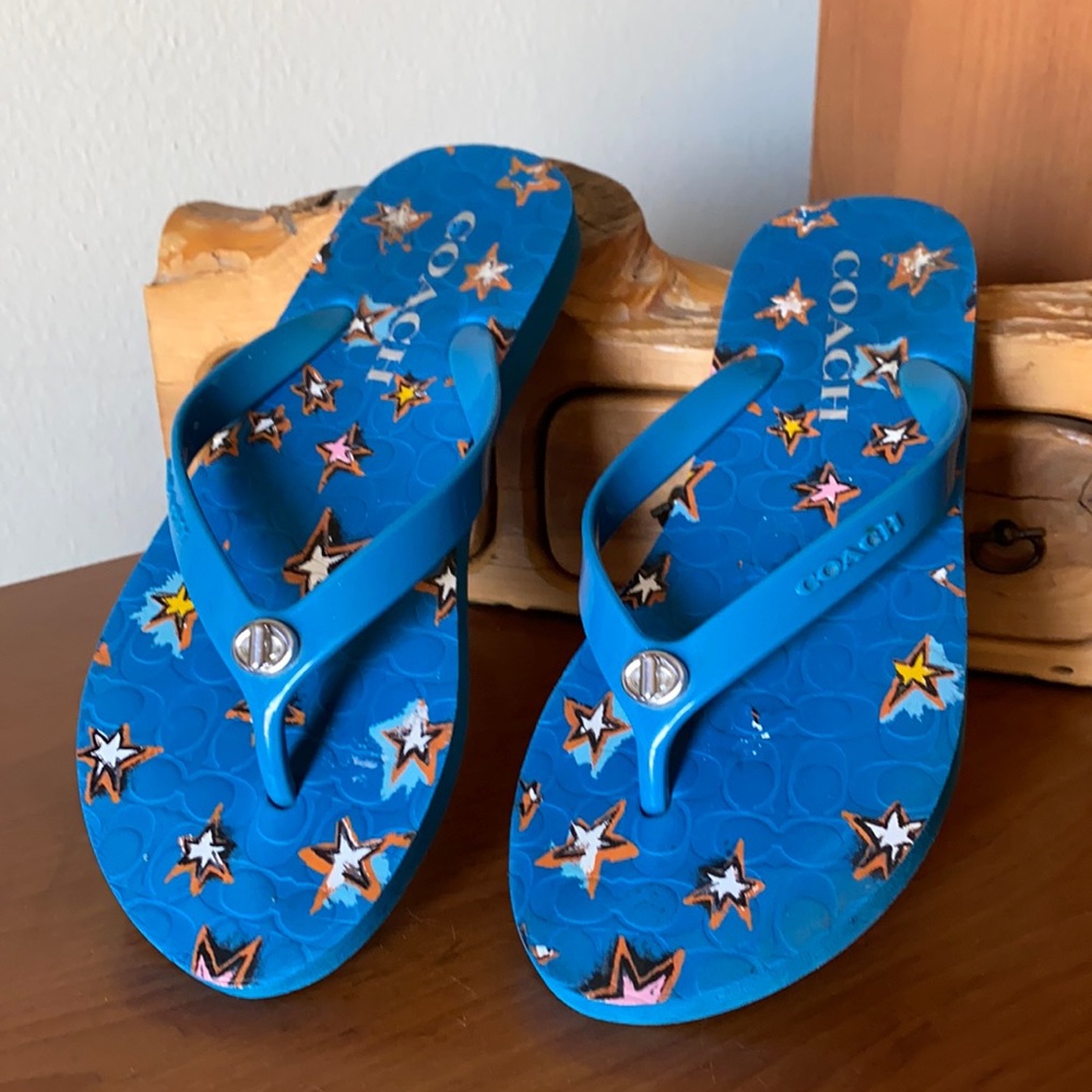 Coach Abbigail Star Denim Flip Flops